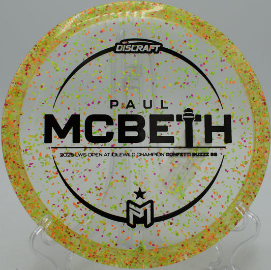 Z Confetti Buzzz SS midrange floating straight at Maple Hill Disc Golf Course in Leicester, Massachusetts