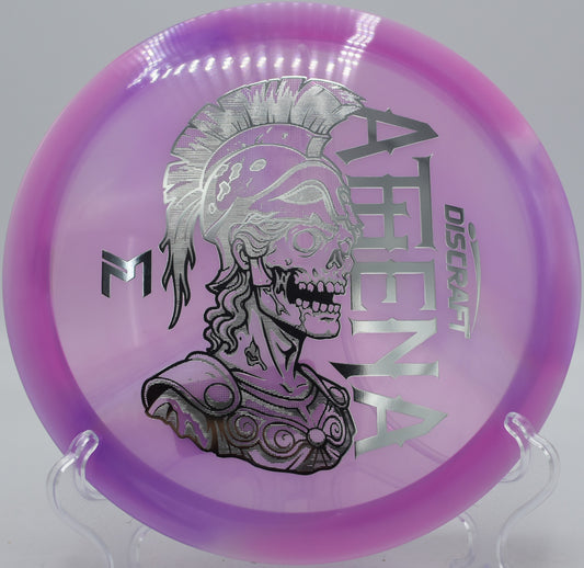 Paul McBeth Athena in swirly Z plastic flying straight at Anna Page Park in Rockford, Illinois

