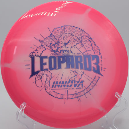 An Innova Halo Star Leopard3 captured mid-flight over the water hazard on hole 13 at Blue Ribbon Pines in East Bethel, Minnesota, demonstrating its finesse and control.