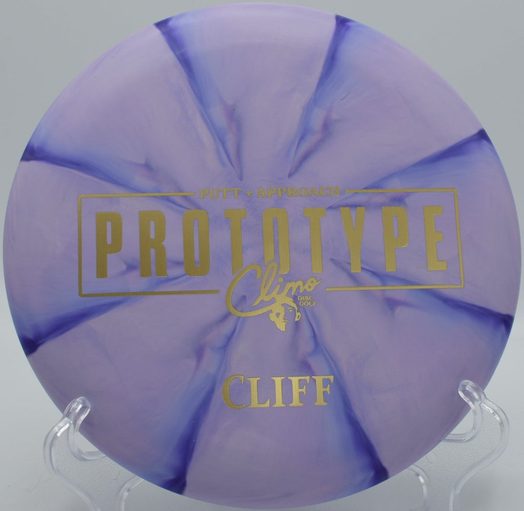 Climo Cliff putter on technical fairway at Iron Hill Disc Golf Course in Newark, Delaware