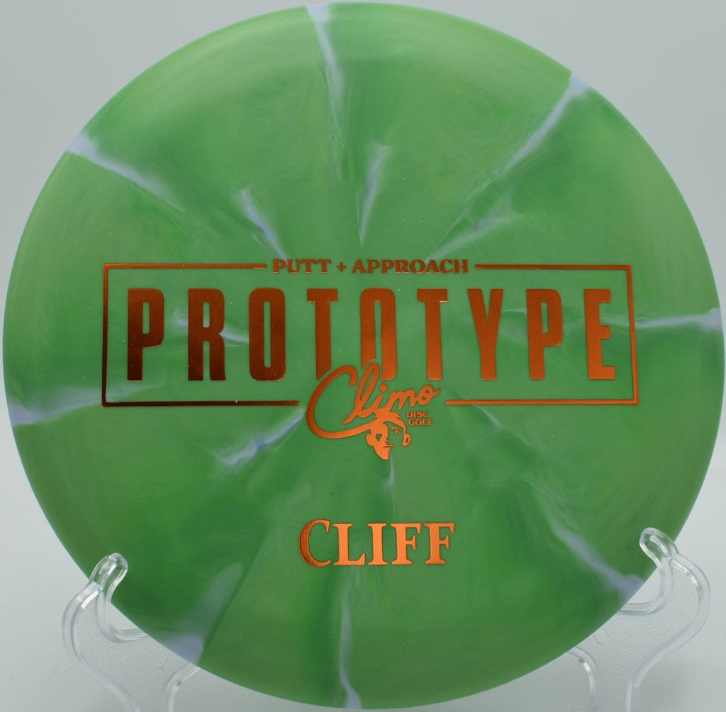 Climo Discs Cliff putter landing softly at Panther Creek Disc Golf Course in Springfield, Illinois