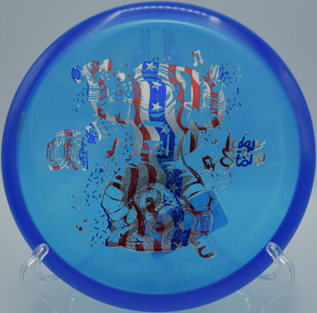 Z Super FLX Luna soft-feel disc gliding straight at Veterans Park Disc Golf Course, Arlington TX