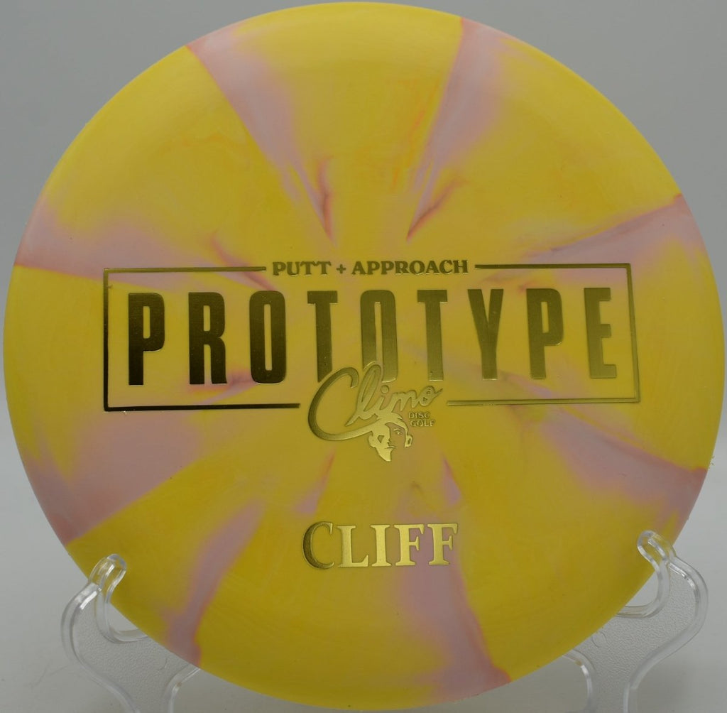 Prototype Trophy Line Cliff putter on approach at Heritage Park Disc Golf Course in Adrian, Michigan