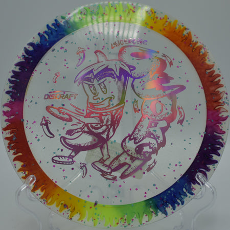 Tie-Dye Fuzed Scorch hyzer bomb landing near circle two at Veterans Park Disc Golf Course, Arlington TX