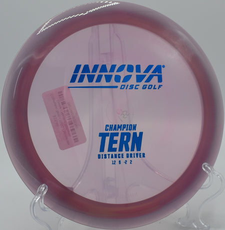 An Innova Champion Tern flexing out of an anhyzer drive at Lake Eureka Disc Golf Course in Eureka, Illinois, showcasing its controlled distance potential.