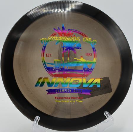 Innova Champion Thunderbird slicing through a tight fairway on Hole 12 at Bryant Lake Park Disc Golf Course, Eden Prairie, Minnesota.