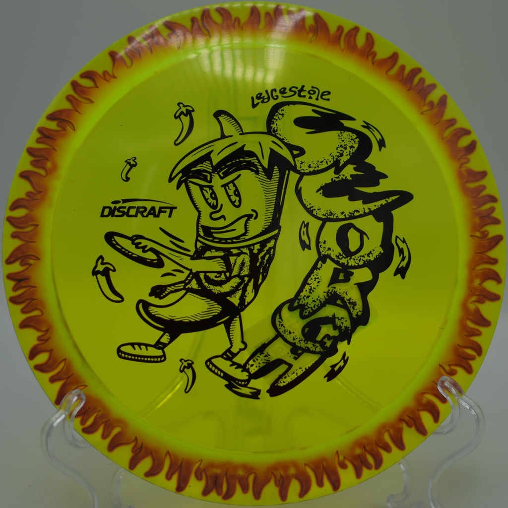 Tie-Dye Fuzed Scorch driver achieving perfect S-curve line at Smugglers’ Notch Disc Golf Center, Jeffersonville VT