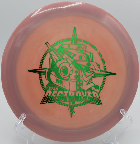 Innova Star Destroyer flipping up and fading late on Hole 8 at Sugaree Disc Golf Course, Linville, North Carolina.
