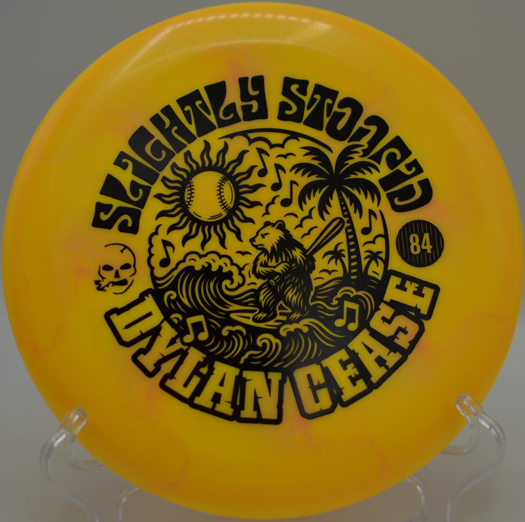 Slightly Stoopid Luna Bear Stamp approach parked near pin at Hornets Nest Disc Golf Course, Charlotte NC