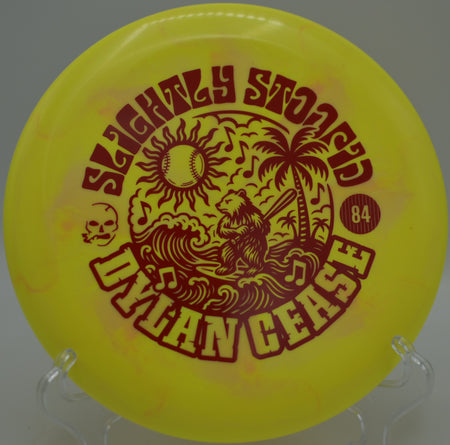 Dylan Cease Luna Bear Stamp clean putt dropping in circle one at DeLaveaga Disc Golf Course, Santa Cruz CA