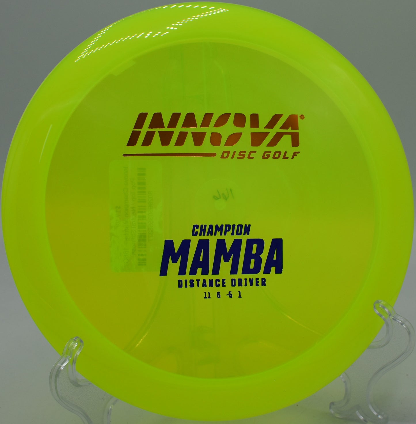 An Innova Champion Mamba cutting through the wind at Moraine State Park Disc Golf Course in Portersville, Pennsylvania.