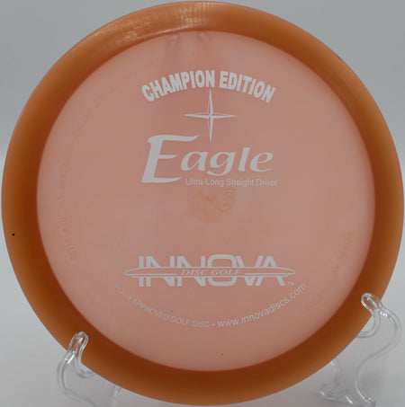 CE Eagle flying long, controlled drives at Tall Firs Disc Golf Course, Washington.