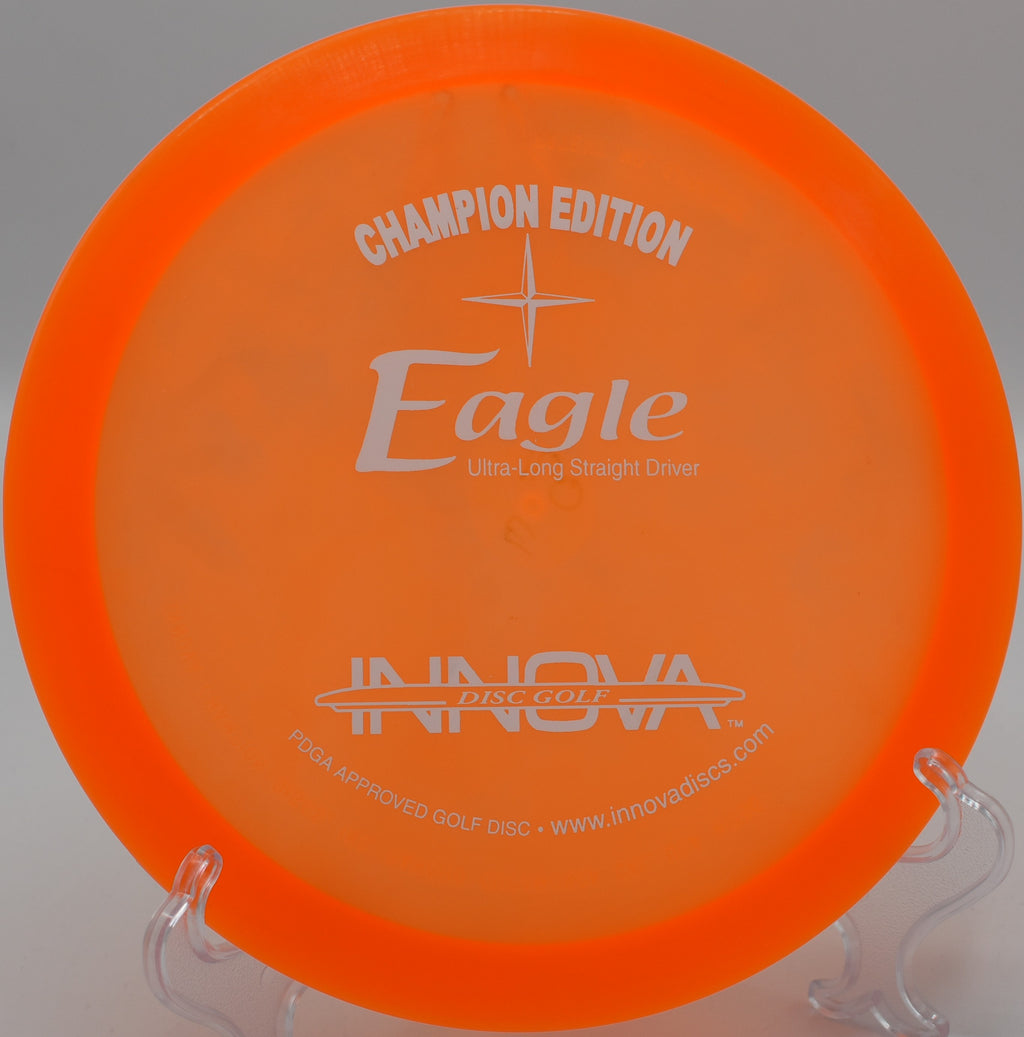 CE Eagle soaring under clear skies at Wildcat Springs Disc Golf Course, Illinois.