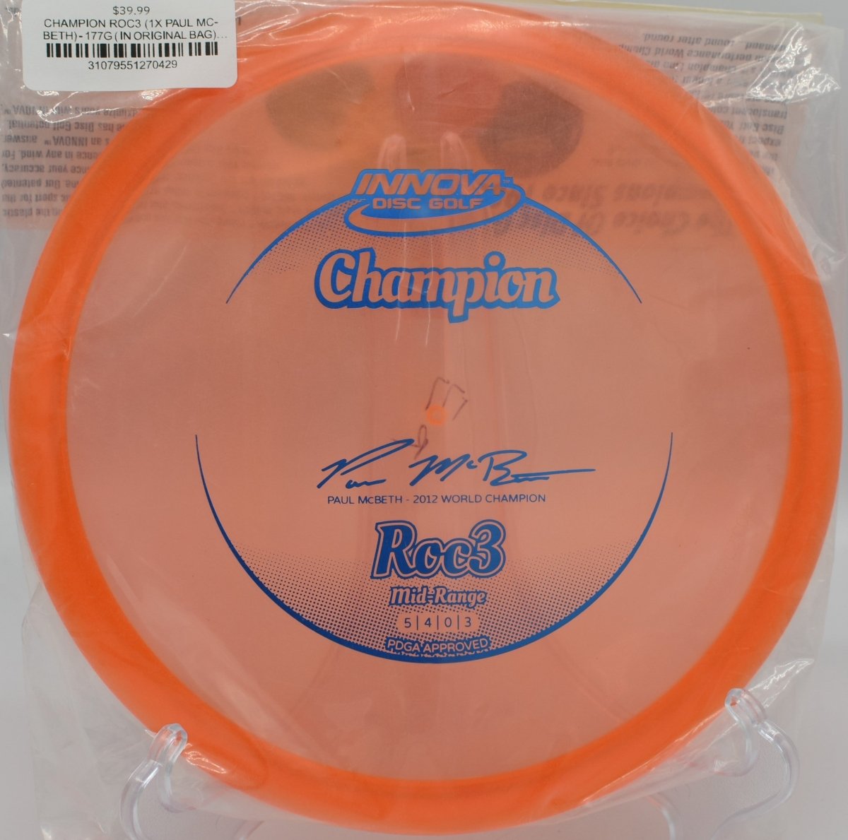 Discraft 1x McBeth Roc3 midrange available in Texas with nationwide shipping for straight to stable approach shots