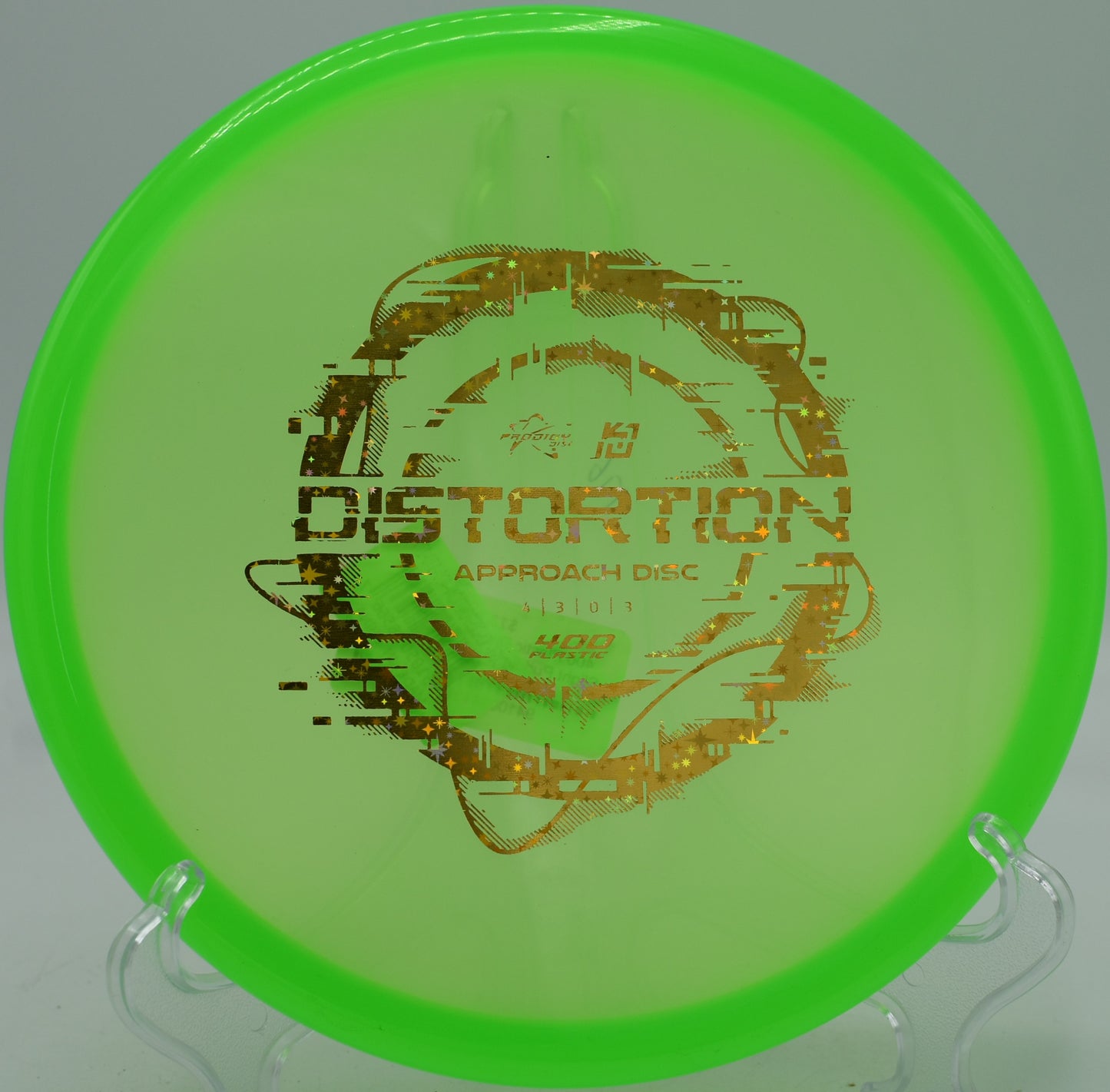 Prodigy Distortion thrown low forehand skip shot at Idlewild Disc Golf Course in Burlington, Kentucky