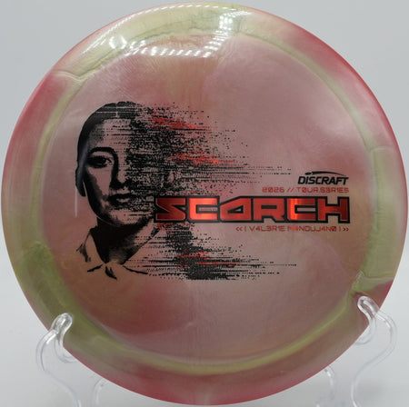 Valerie Mandujano Scorch distance driver long S-curve flight at Idlewild Disc Golf Course in Burlington, Kentucky wooded hole