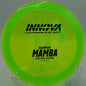 An Innova Champion Mamba smoothly flipping up on a downhill fairway at Trophy Club Disc Golf Course in Trophy Club, Texas.