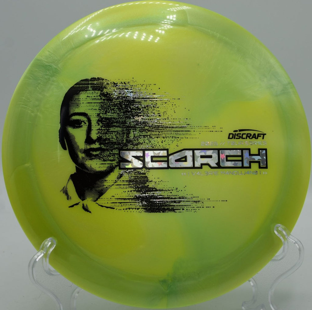 2026 Tour Series Scorch disc golf driver gliding through fairway at Milo McIver Disc Golf Course in Estacada, Oregon