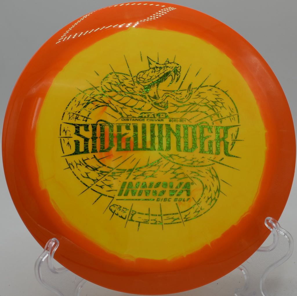 An Innova Halo Star Sidewinder smoothly gliding through the fairway at Vance Park Disc Golf Course in Gresham, Oregon.