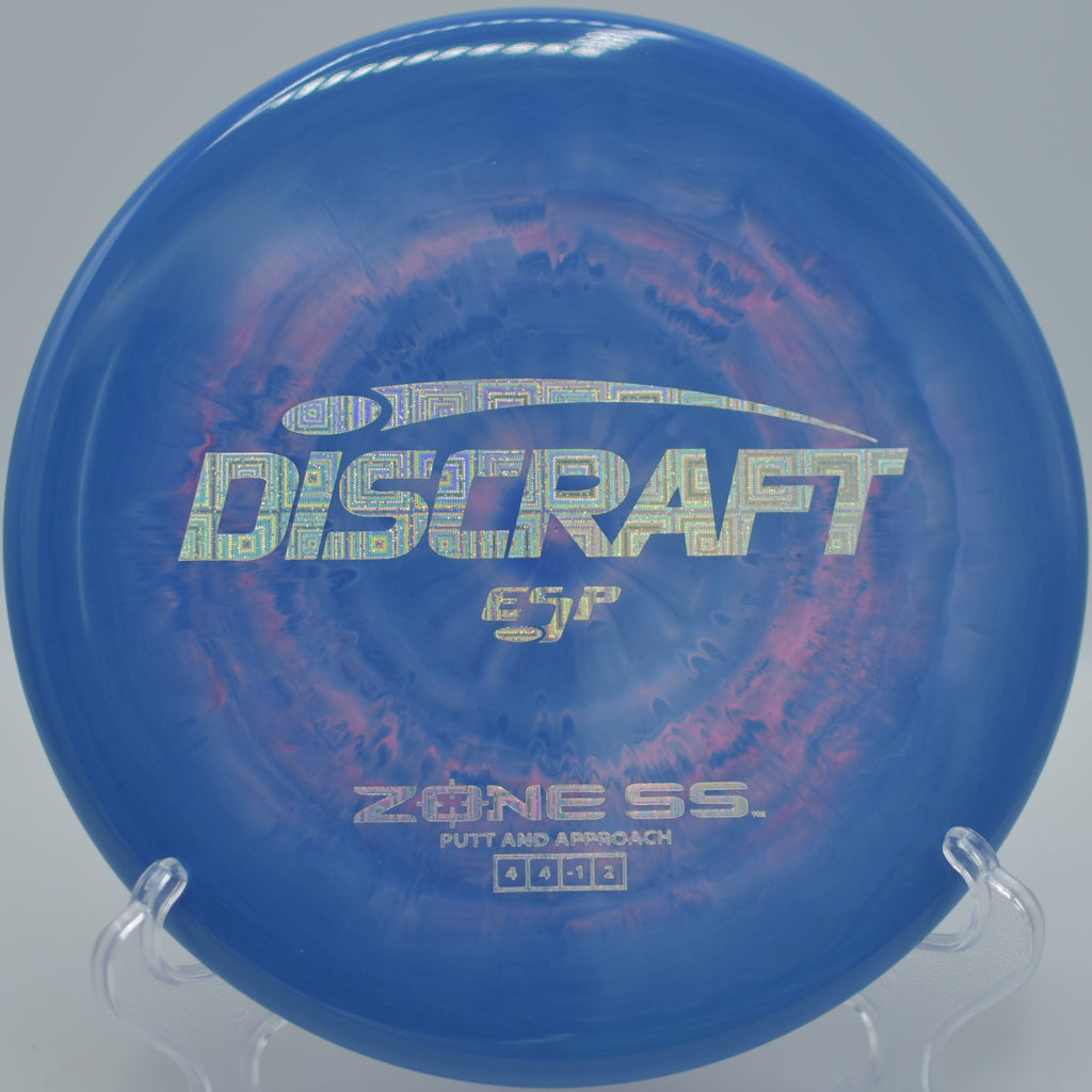 Discraft ESP Zone SS touch shot parked under pin at Smugglers’ Notch Disc Golf Center, Jeffersonville VT