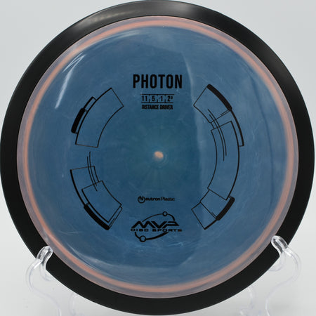 "MVP Neutron Photon – Precision distance driver with a controlled turn, carving fairways at DeLaveaga Disc Golf Course in California."
