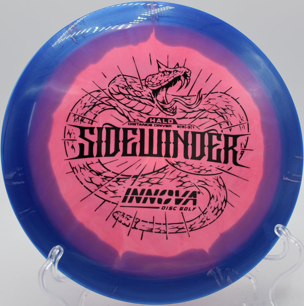 An Innova Halo Star Sidewinder soaring through the open fairways of Farragut State Park Disc Golf Complex in Athol, Idaho.