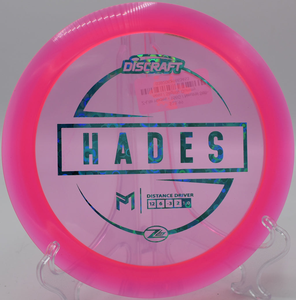 Z-Lite Hades by Discraft – 12-speed understable distance driver with incredible glide and controlled fade, ideal for hyzer-flips and turnovers.