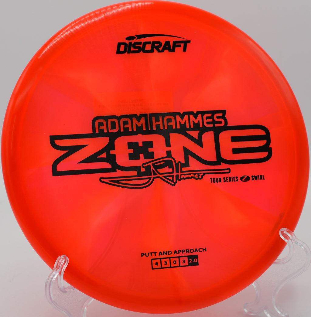Z Swirl Zone tracking left after a flat forehand flick at SeaTac Disc Golf Course in Washington.