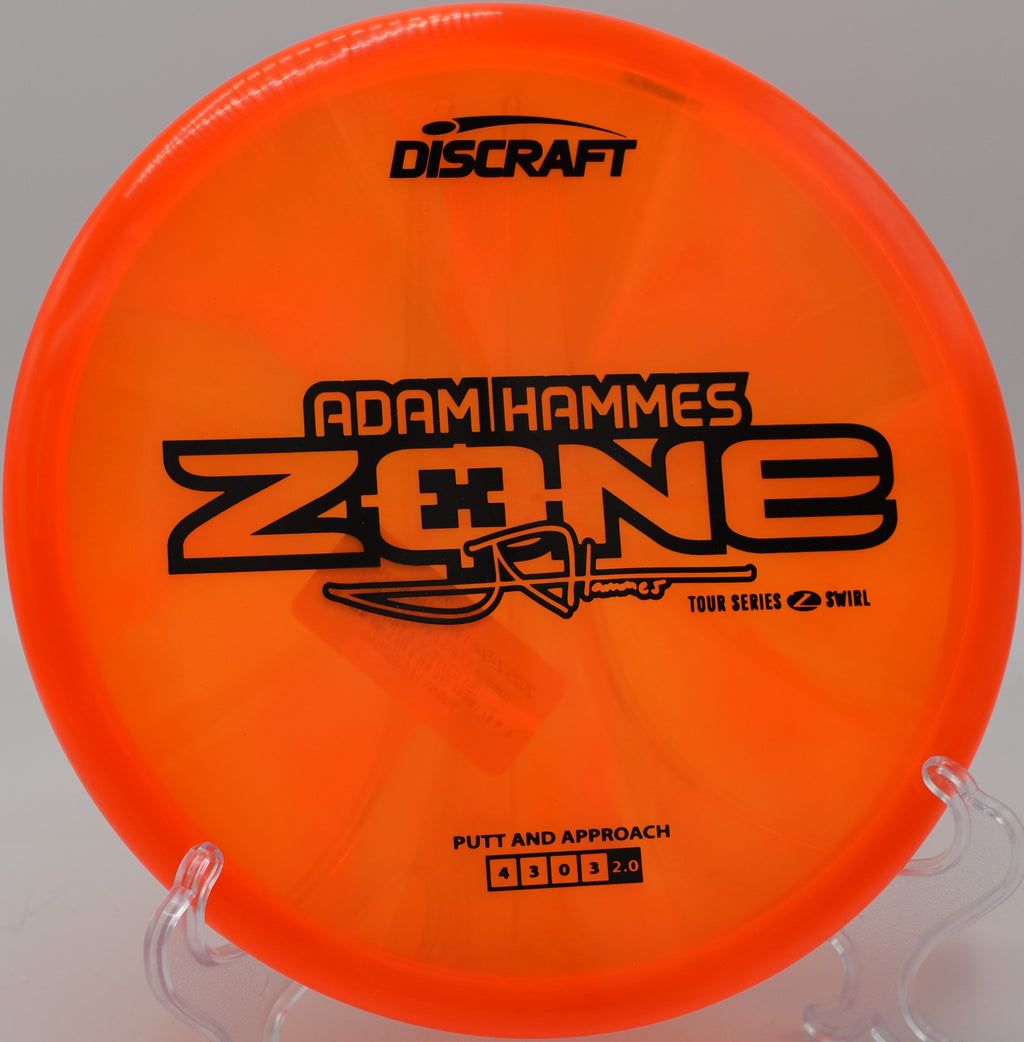 Z Swirl Zone tracking left after a flat forehand flick at Lake Eureka DGC in Eureka, Illinois.