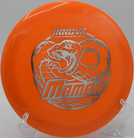 An Innova Star Mamba carving a turnover through the woods at Carter Park Disc Golf Course in Bowling Green, Kentucky.