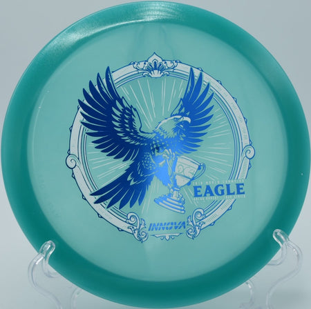 Proto Glow Champion Eagle disc golf fairway driver flying a straight fairway line at Idlewild Disc Golf Course, Burlington, Kentucky