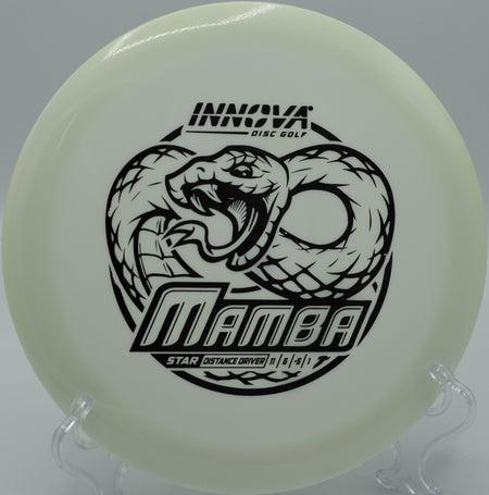 An Innova Star Mamba flying over the water hazard at Sugaree Disc Golf Course in Linville, North Carolina.