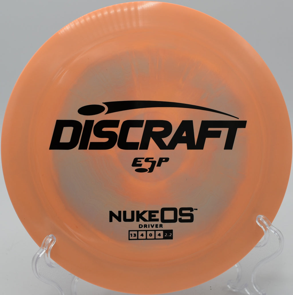 ESP Nuke OS by Discraft – 13/4/0/4 flight path, perfect for power throws and controlled finishes in headwinds, great for Hudson Mills Metropark Disc Golf Course in Ann Arbor, Michigan.