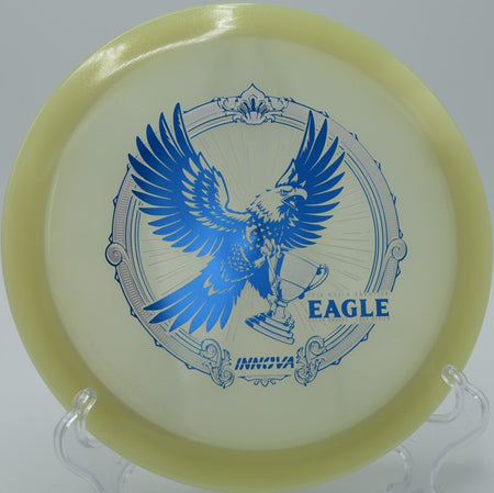 Proto Glow Champion Eagle disc golf fairway driver powering through open fairways at Eagles Crossing Disc Golf Course, Hawk Point, Missouri