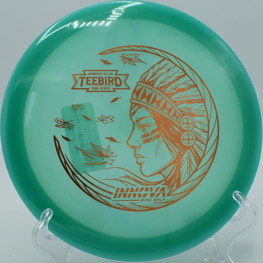 Glow Champion TeeBird shining brightly as it fades reliably on Hole 13 at Dolese Youth Park Disc Golf Course, Oklahoma City, Oklahoma.
