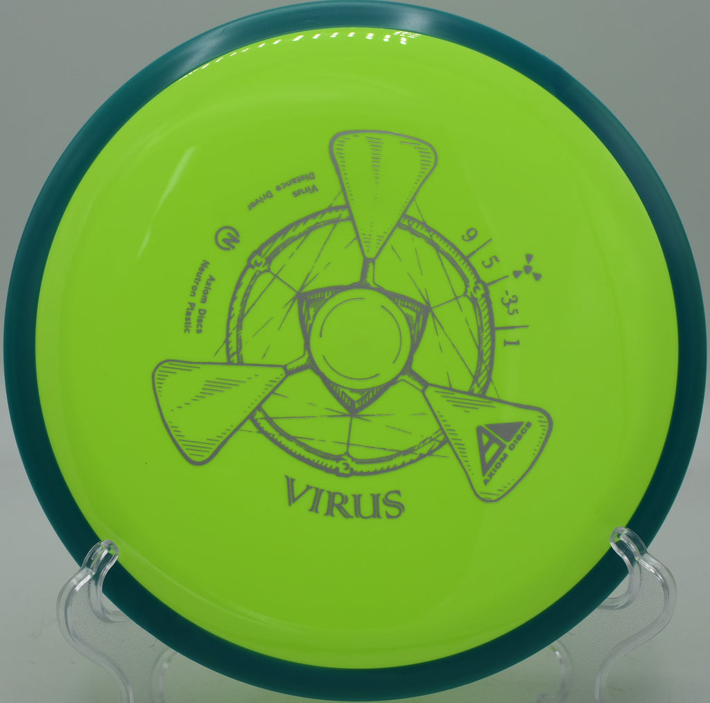 Anhyzer drive with the Virus flying low at Flat Rock Disc Golf Course in Georgia.

