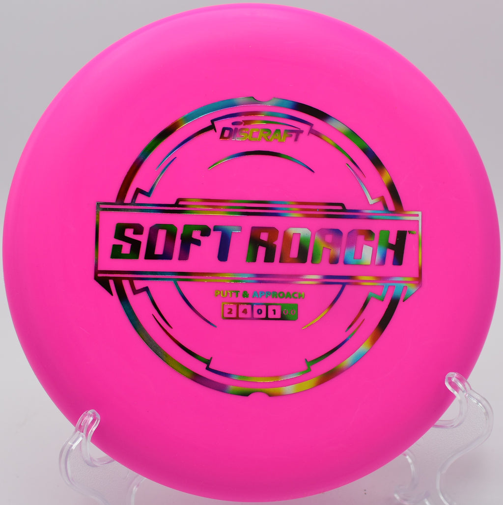 Soft Putter Line Roach by Discraft – 2/4/0/1 flight path, ideal for precision upshots and putts at The Little Everglades Ranch Disc Golf Course in Dade City, Florida.