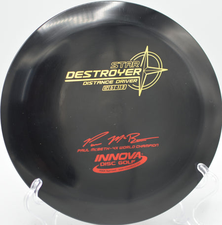 Innova Paul McBeth 4X Destroyer penned edition distance driver launching max-distance backhands at Fountain Hills Disc Golf Course in Fountain Hills, Arizona.
