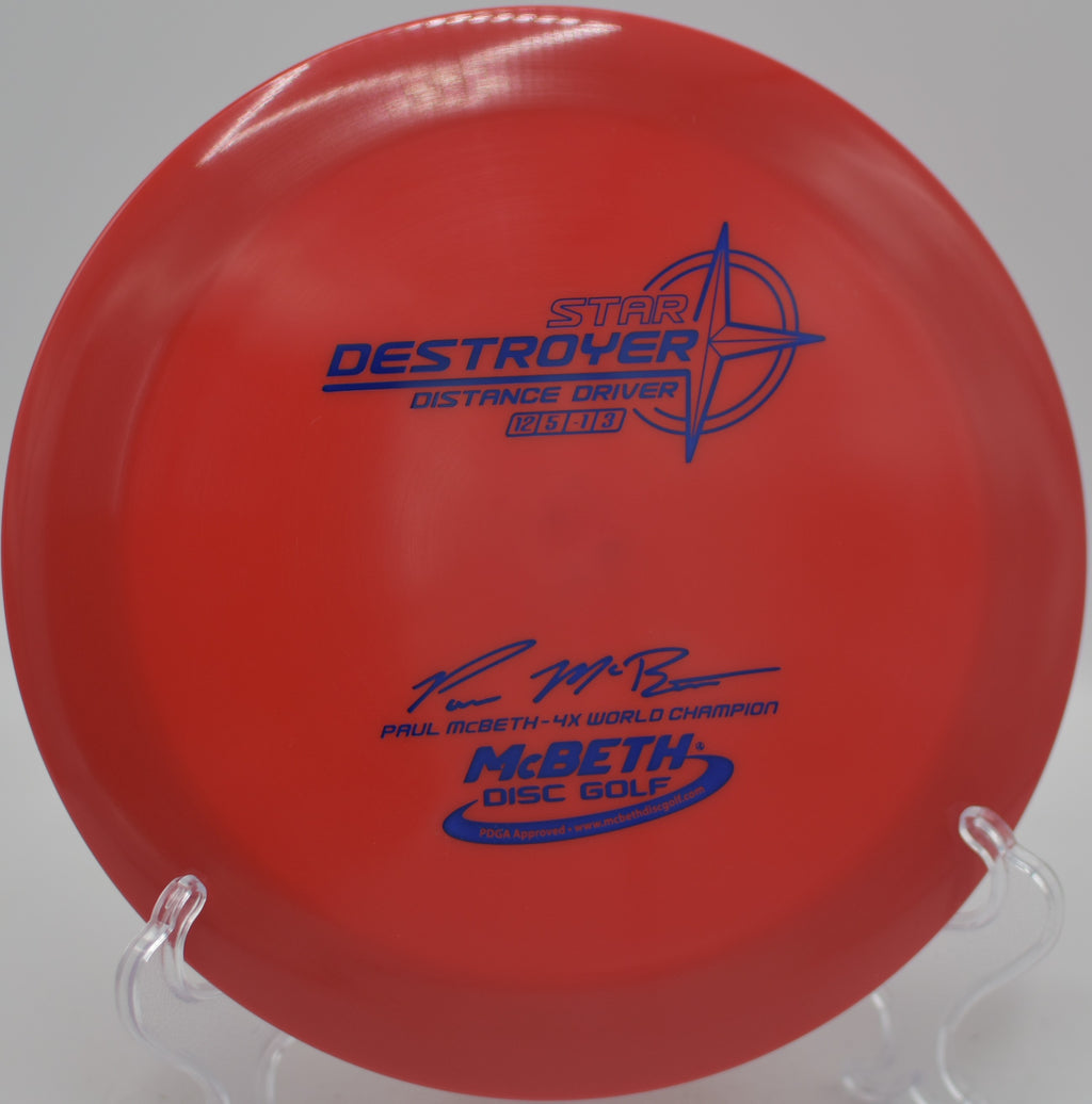 Innova Paul McBeth 4X Destroyer penned McFools edition distance driver bombing a full-power flex line at DeLaveaga Disc Golf Course in Santa Cruz, California.