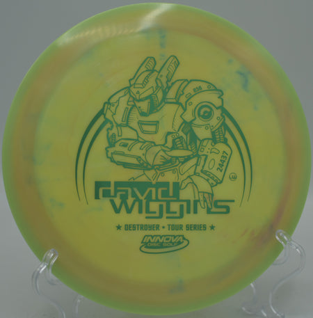 Innova David Wiggins Tour Series Star Destroyer high-speed distance driver smashing world-record-level drives at Rock Ridge Disc Golf Course in Pittsboro, North Carolina.
