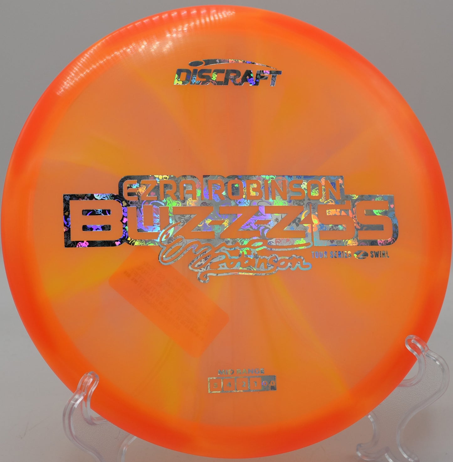 Z Swirl Buzzz SS holding a slow anhyzer line with minimal fade at DeLaveaga Disc Golf Course in Santa Cruz, California.

