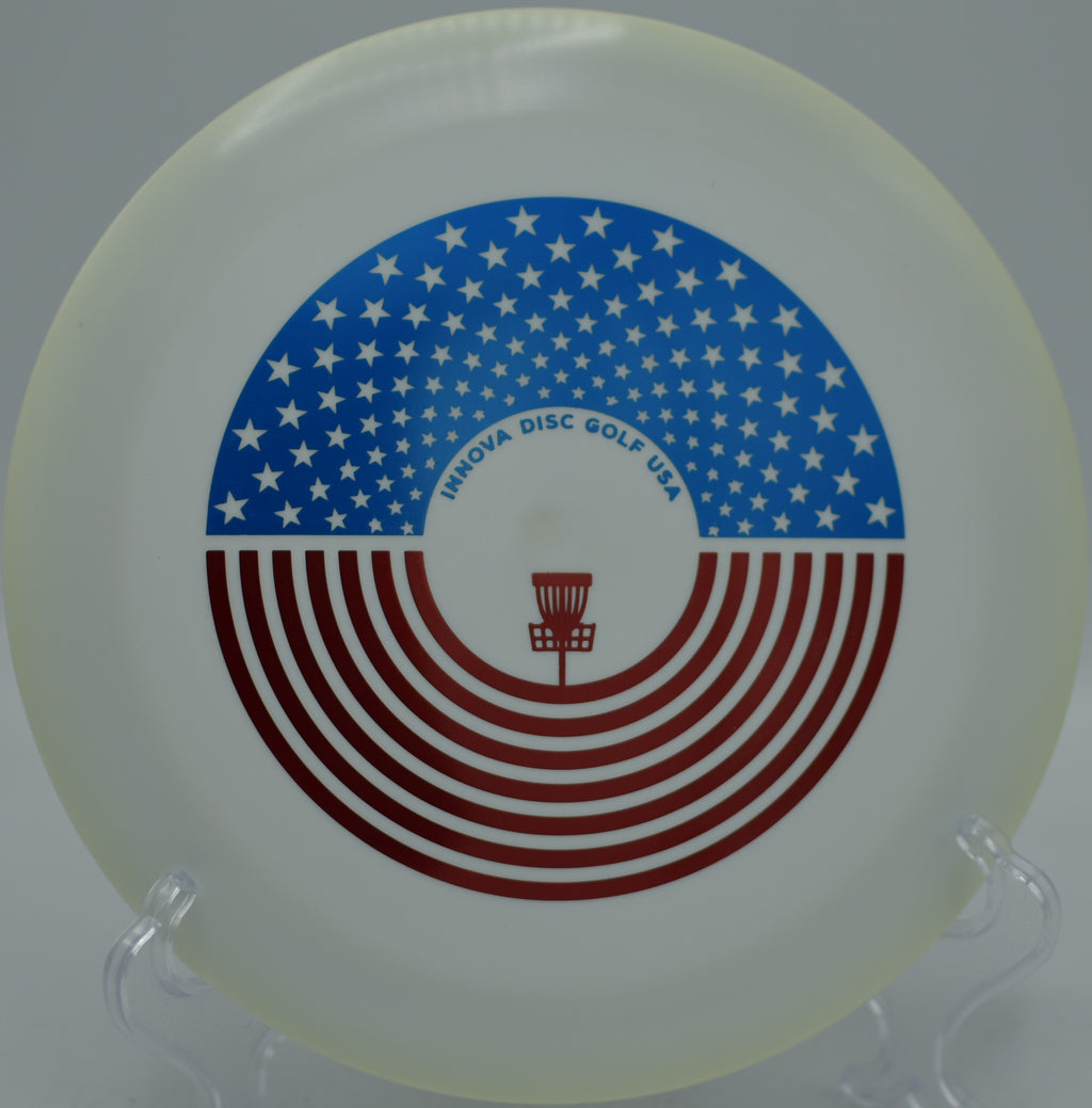 Stars and Stripes pre-McBeth penned Star Destroyer Innova distance driver crushing long flex lines at Morley Field Disc Golf Course in San Diego, California.