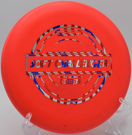Soft Putter Line Challenger by Discraft – Versatile, stable putter with gentle fade, ideal for putting in windy conditions at DeLaVeaga Disc Golf Course in Santa Cruz, California.