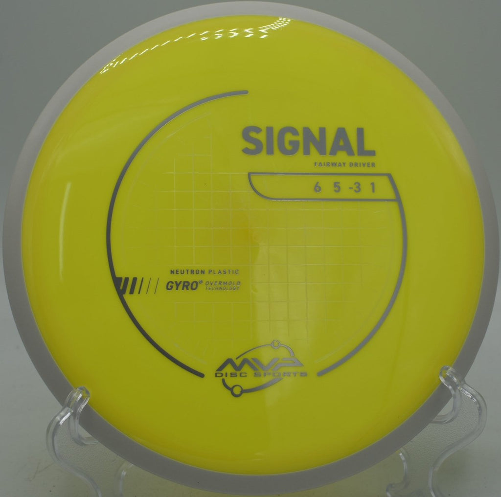 Neutron Signal disc golf driver executing a smooth hyzer flip at Blue Ribbon Pines, East Bethel, Minnesota