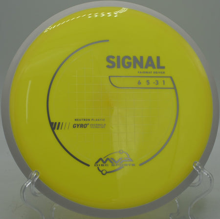 Neutron Signal disc golf driver executing a smooth hyzer flip at Blue Ribbon Pines, East Bethel, Minnesota