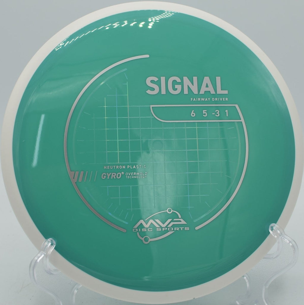 Neutron Signal disc golf driver gliding on a finesse line at Persimmon Ridge Disc Golf Course, Greenbrier, Arkansas