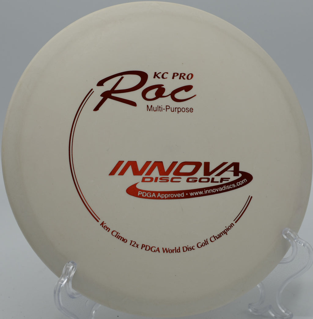 Innova KC Pro Roc landing softly on the green on Hole 16 at Branson Trails Disc Golf Course, Branson, Missouri.
