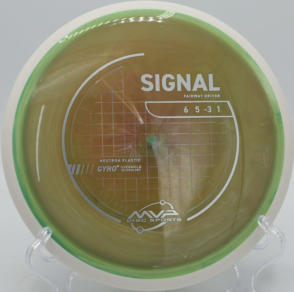 Neutron Signal disc golf driver flipping up for maximum glide at New London Tech Disc Golf Course, New London, Minnesota