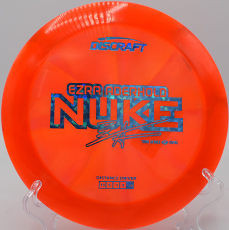 Z Swirl Nuke soaring high and crashing late into the fairway at Rock Ridge DGC in Pittsboro, North Carolina.

