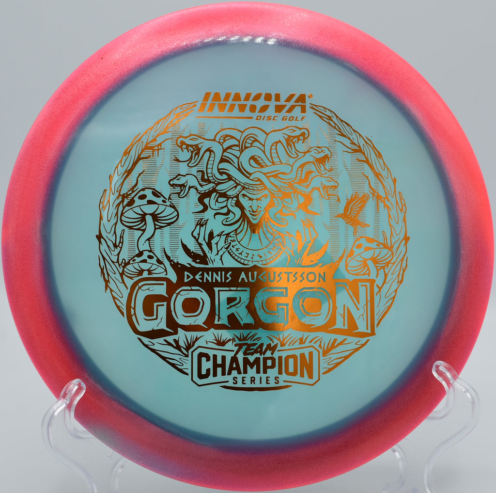 Innova Gorgon in Halo Champion plastic carving a power hyzer at North Boundary Park in Cranberry Township, Pennsylvania

